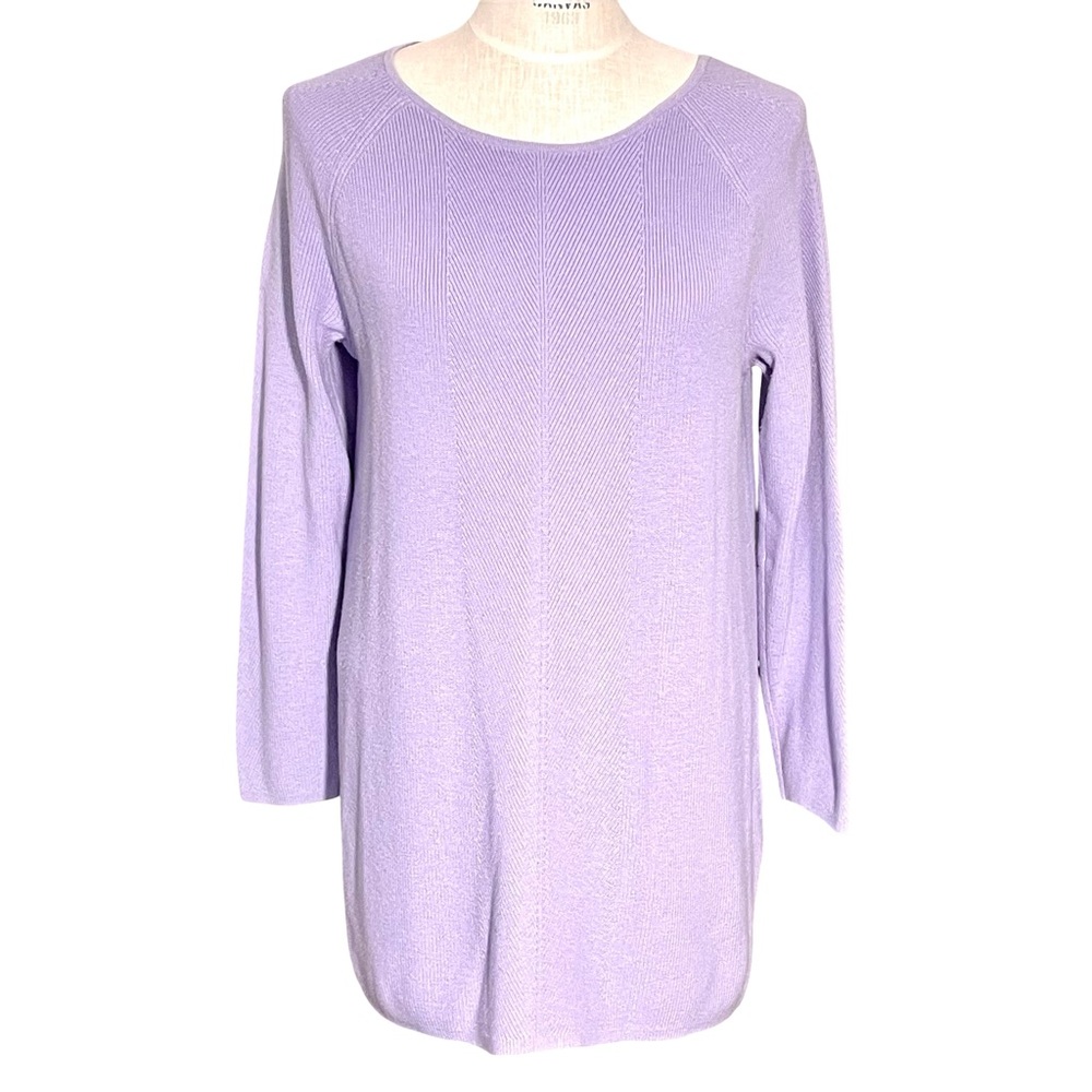 J. Jill Purple Boatneck Pullover Long Sleeve Tunic Knit Sweater SzL